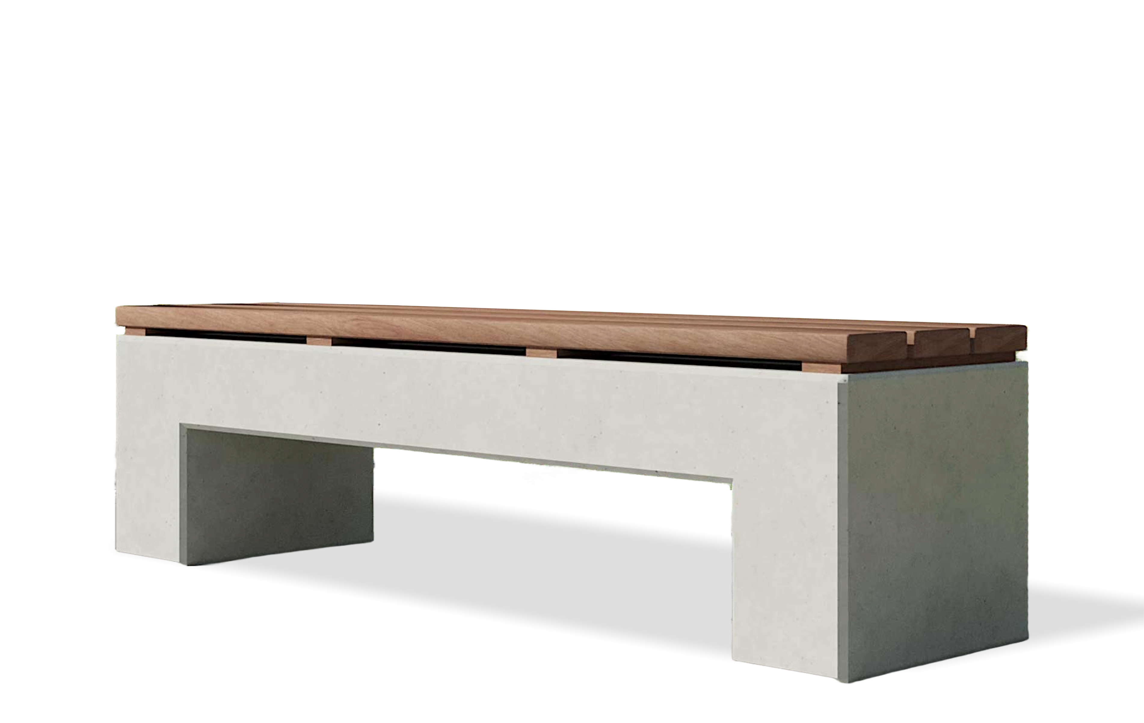 Sedes Pontis 1 Parkbank aus Beton mit Holzauflage aus Kebony - CO33 Betonmoebel, Betonbank mit Holzauflage, Stadtmoebel (1) Betonbank Sedes Pontis 1