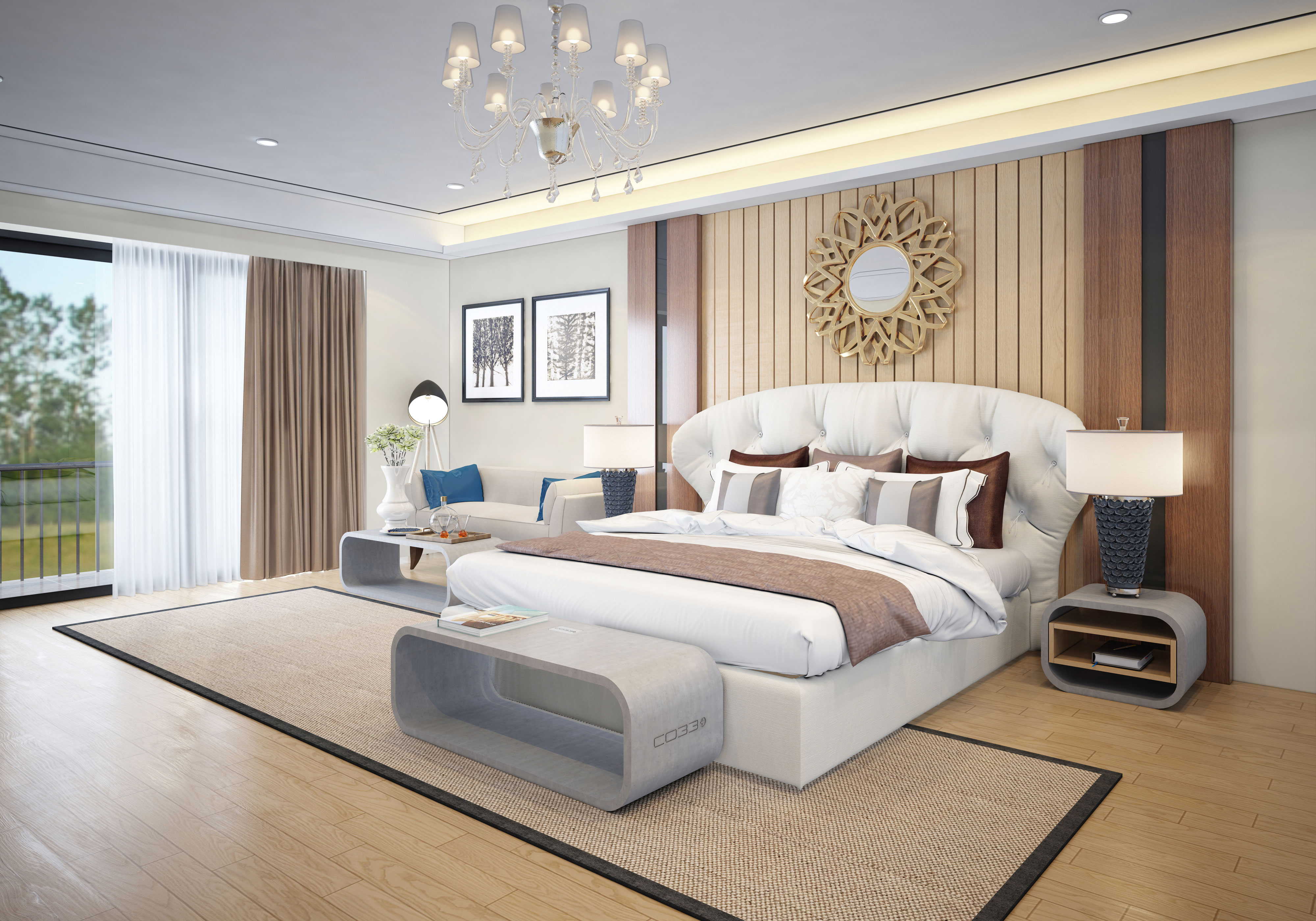 Nachttisch-aus-beton-mit-Regaleinsatz-aus-Holz-fur-Hotelzimmer moderne Bettbank aus echtem Beton