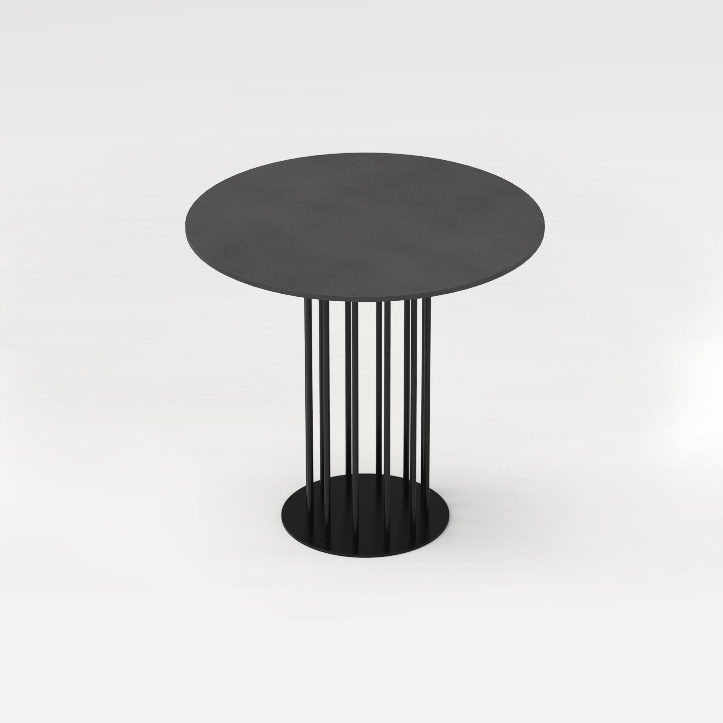 CO33 eleganter Stehtisch Bistrotisch rund 120 cm aus schwarzem Beton mit Tischgestell schwarz