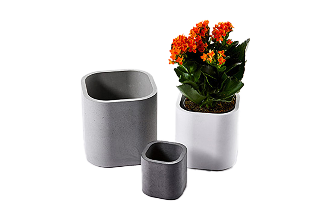 Kleiner Übertopf aus Beton – Dunkelgrau, mittel 126x126x126 mm