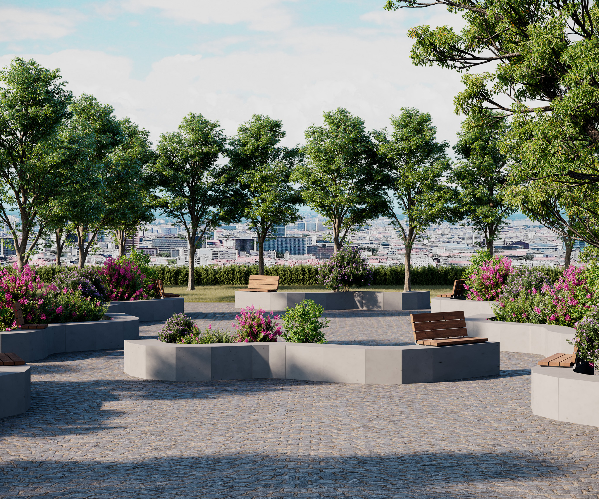 Partis Sitzmodule, Stadtmöbel, freie Gestaltung, Parkbänke Sitzmodule aus Beton zur freien Gestaltung