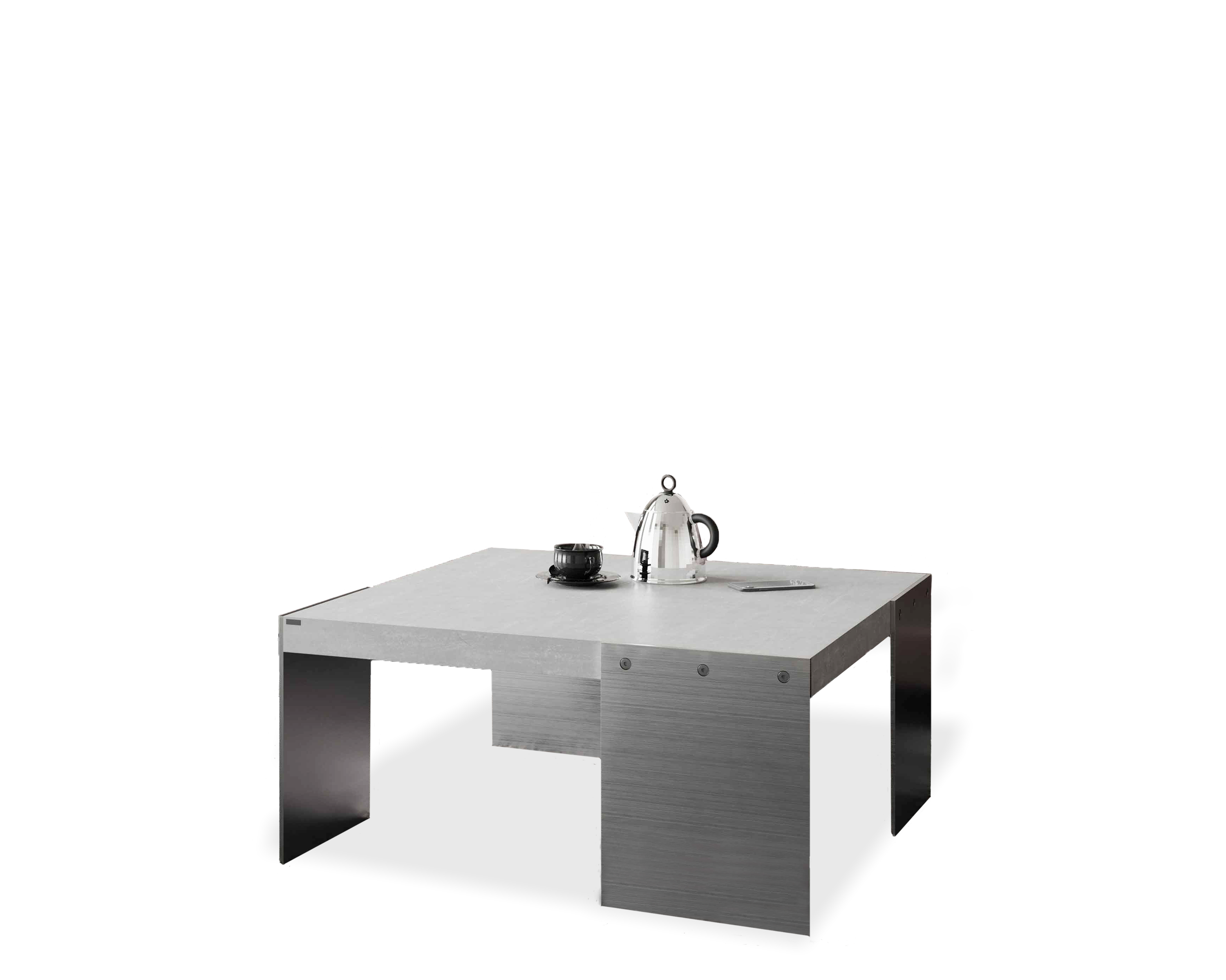 tabula ticus magno | Table de salon en béton avec plaques en acier
