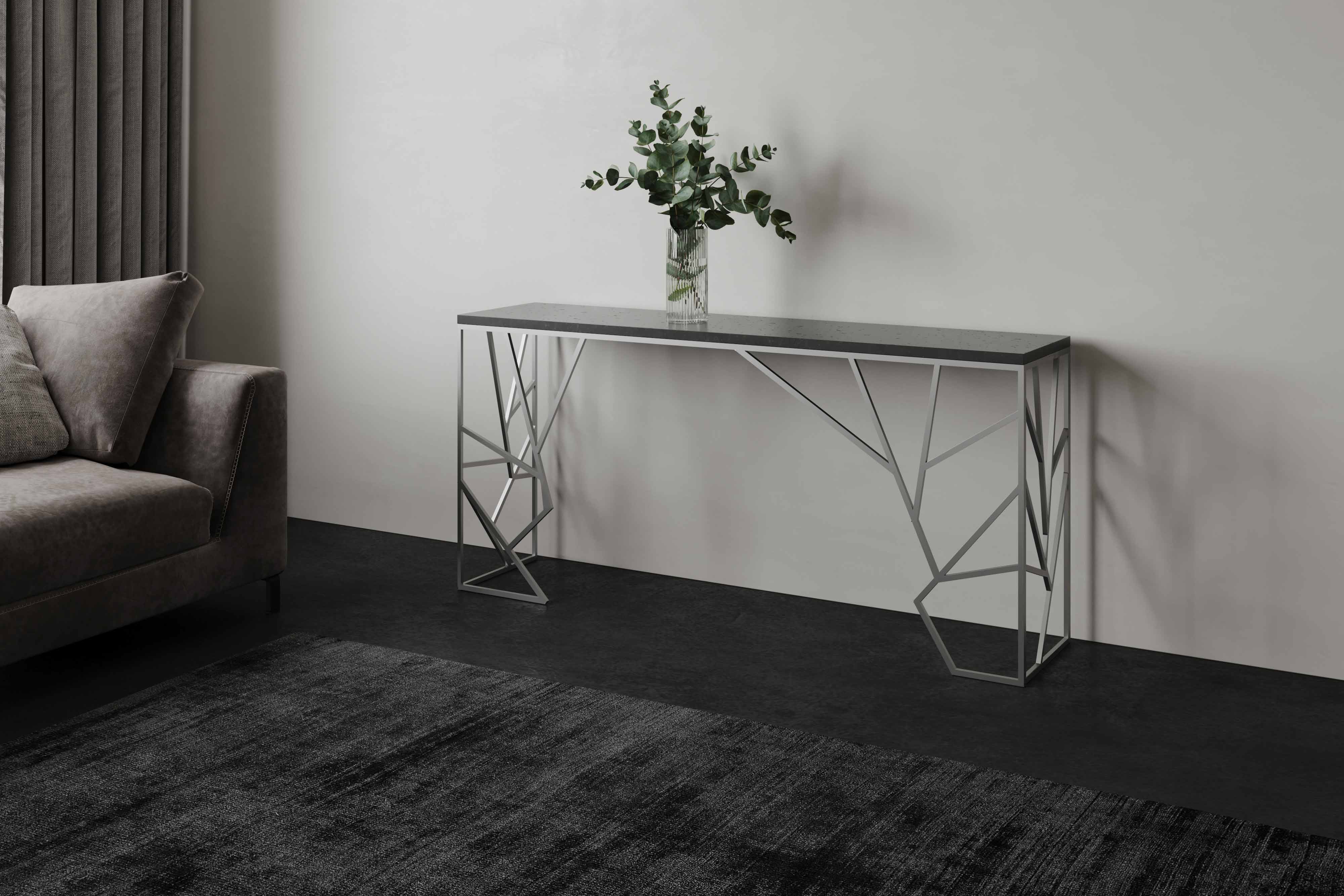 CO33 Console table RAMI made of concrete and handcrafted steel frame lacquered