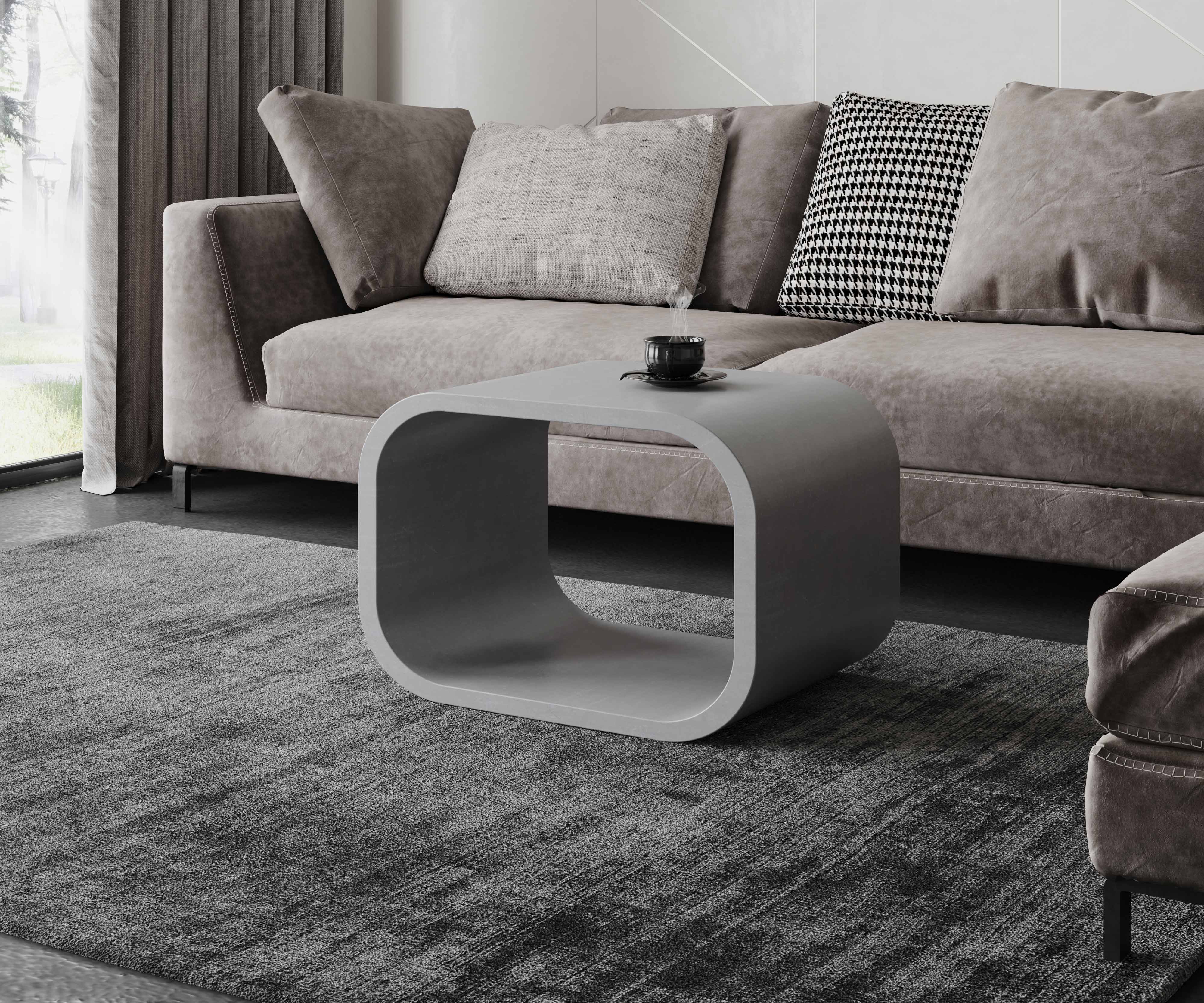 CO33 OPUS-Design-Kollektion – Betonmöbel in ihrer harmonischsten Form CO33 exklusive Betonmöbel - Betontisch als Couchtisch betongrau aus echtem Beton Opus Solo